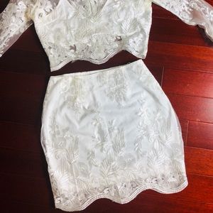 Fashion Nova White M Matching Skirt Set